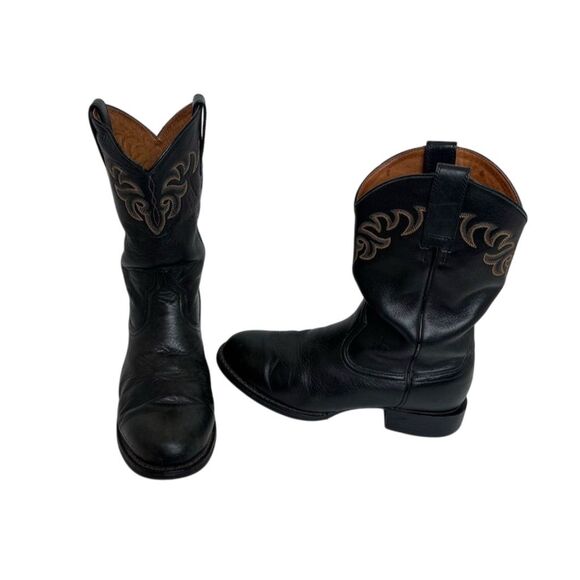 Ariat Men's Black Leather Roper Cowboy Boots Size 8EE Western Ankle